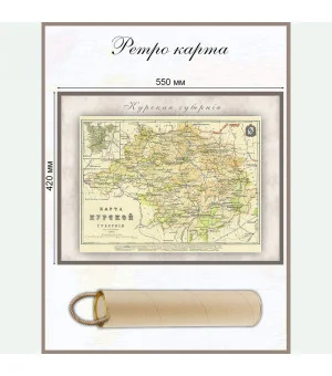 Карта-ретро Курской губернии на 1864 год