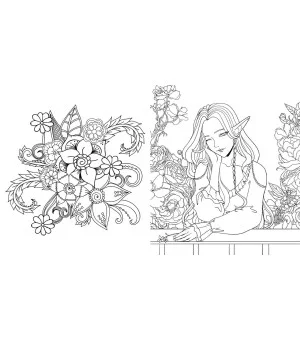 Эльфы и гномы. Раскраска