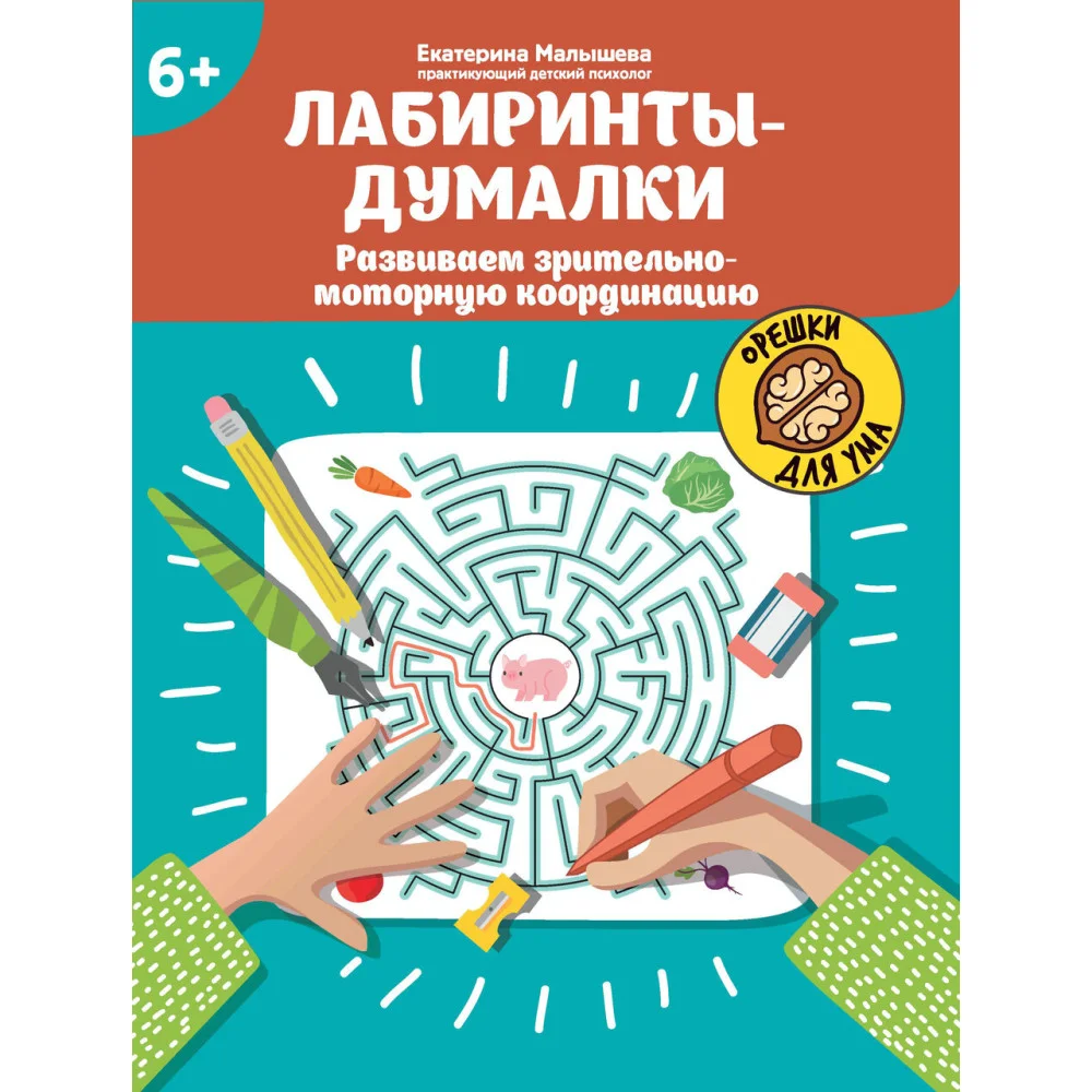 Лабиринты-думалки: развиваем зрительно-моторную координацию: 6+ Лабиринты-думалки: развиваем зрительно-моторную координацию: 6+