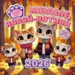 Милые кавай-котики. Календарь семейного досуга 2026